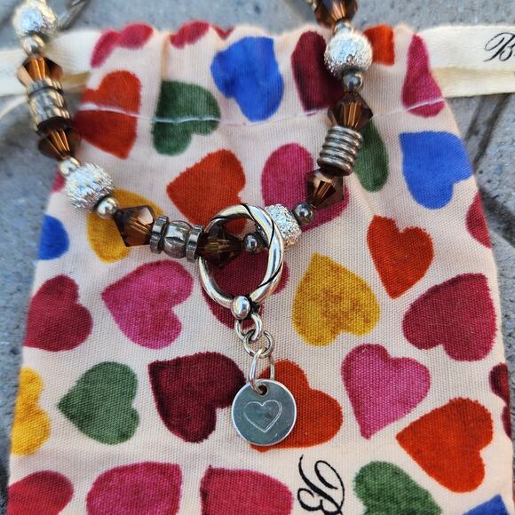 Brighton Crystal Sterling Silver Heart Toggle Bracelet Vintage - Picture 5 of 8